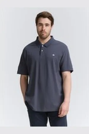 TOM TAILOR Herren Plus Size - Piqué Poloshirt mit Logo-Stickerei, grau, Uni, Gr. 2XL, baumwolle