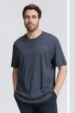 TOM TAILOR Herren Plus Size - Basic T-Shirt mit kleinem Logo-Print, grau, Uni, Gr. 4XL, baumwolle