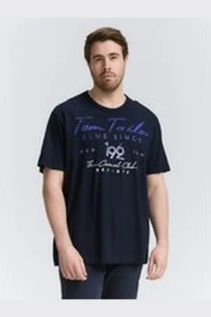 TOM TAILOR Herren Plus Size - T-Shirt mit Print, blau, Uni, Gr. 4XL, baumwolle