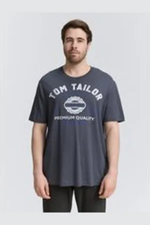 TOM TAILOR Herren Plus Size - T-Shirt mit Logo Print, grau, Uni, Gr. 4XL, baumwolle