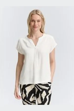 TOM TAILOR Damen Blusenshirt im Material-Mix, weiß, Uni, Gr. XL