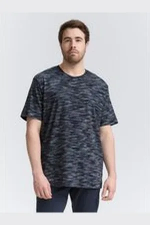 TOM TAILOR Herren Plus Size - T-Shirt mit Muster, blau, Gemustert, Gr. 5XL, baumwolle