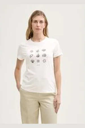 TOM TAILOR Damen T-Shirt mit Print, weiß, Uni, Gr. XL, baumwolle