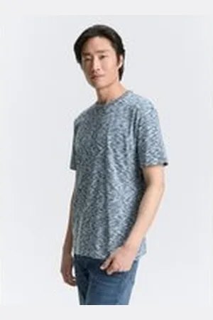 TOM TAILOR Herren T-Shirt in Melange-Optik, blau, Meliert, Gr. XXL, baumwolle