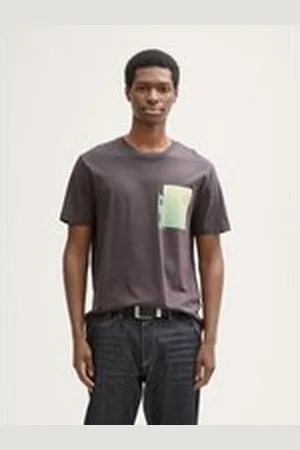 TOM TAILOR Herren T-Shirt mit Print aus Baumwolle, grau, Uni, Gr. XXL, baumwolle