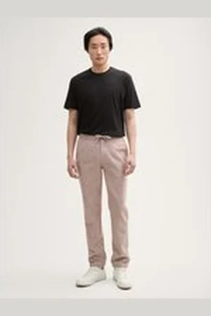 TOM TAILOR Herren Regular Chino Hose mit Leinenanteil, braun, Meliert, Gr. XL