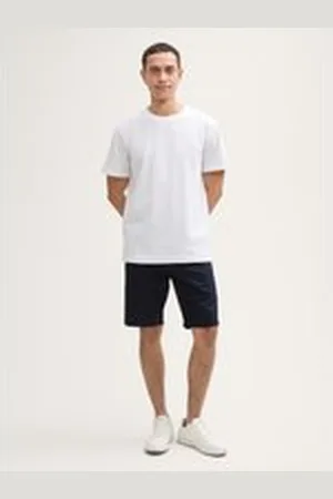 TOM TAILOR Herren Slim Chino Shorts mit Leinenanteil, blau, Uni, Gr. 28, leinen_zertifiziert