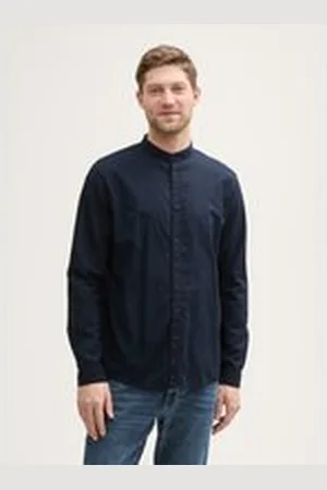 TOM TAILOR Herren Regular Fit Hemd mit Leinenanteil, blau, Uni, Gr. XXL, leinen_zertifiziert