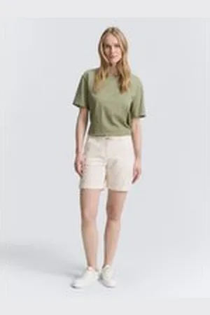 TOM TAILOR Damen Chino Bermuda Shorts mit Kordelzug, braun, Gemustert, Gr. 36, baumwolle