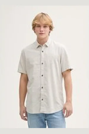 TOM TAILOR Herren Regular Fit Kurzarmhemd mit Leinenanteil, braun, Meliert, Gr. XXL, leinen_zertifiziert