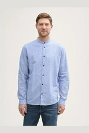 TOM TAILOR Herren Regular Fit Hemd mit Leinenanteil, blau, Gestreift, Gr. XL, leinen_zertifiziert