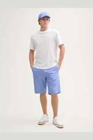 TOM TAILOR Herren Relaxed Shorts mit Leinenanteil, blau, Meliert, Gr. XXL, leinen_zertifiziert