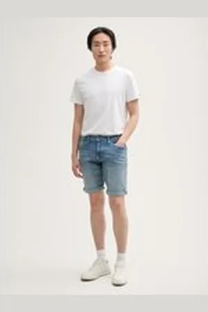 TOM TAILOR Herren TTJOSH Regular Slim Jeans Shorts, blau, Uni, Gr. 28, baumwolle