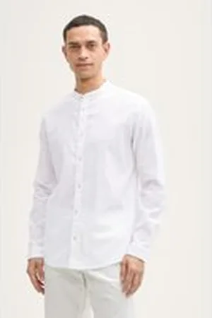TOM TAILOR Herren Regular Fit Hemd mit Leinenanteil, weiß, Uni, Gr. XXL, leinen_zertifiziert