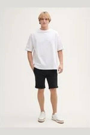 TOM TAILOR Herren Slim Piqué Chino Shorts, schwarz, Uni, Gr. XXL, polyester