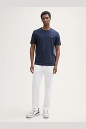 TOM TAILOR Herren Relaxed Tapered Hose mit Leinenanteil, weiß, Uni, Gr. XXL, leinen_zertifiziert