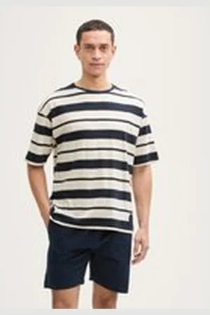 TOM TAILOR Herren Pyjama-Set aus Baumwolle, blau, Gestreift, Gr. 48, baumwolle