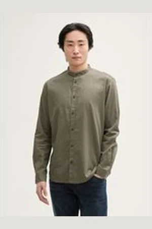 TOM TAILOR Herren Regular Fit Hemd mit Leinenanteil, grün, Uni, Gr. XXL, leinen_zertifiziert