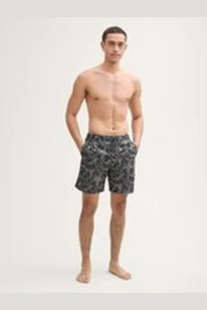 TOM TAILOR Herren Badeshorts mit Print, grün, Geblümt, Gr. XXL