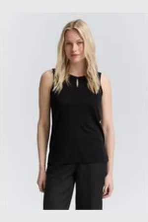 TOM TAILOR Damen Top mit Cut-Out-Detail, schwarz, Uni, Gr. XL, modal