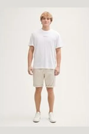 TOM TAILOR Herren Regular Fit Chino Shorts mit Gürtel, beige, Uni, Gr. XXL, polyester