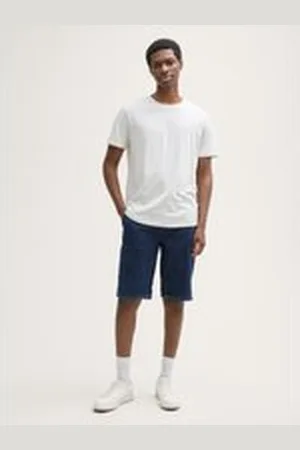 TOM TAILOR Herren TTAEDAN Straight Jeans Shorts, blau, Uni, Gr. XL, baumwolle