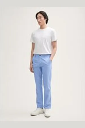 TOM TAILOR Herren Regular Chino Hose mit Leinenanteil, blau, Meliert, Gr. 36/34, leinen_zertifiziert