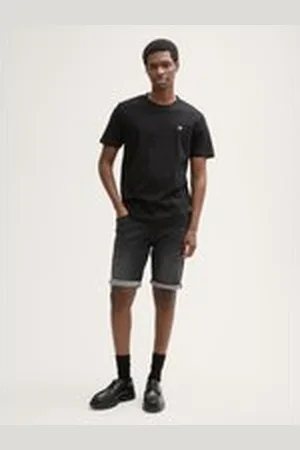 TOM TAILOR Herren TTPIERS Slim Jeans Shorts mit Superstretch, schwarz, Uni, Gr. XXL, baumwolle