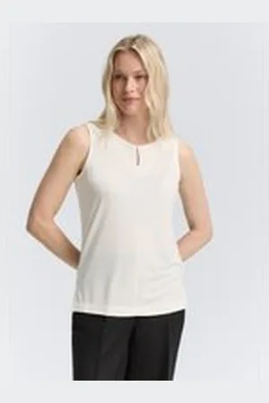 TOM TAILOR Damen Top mit Cut-Out-Detail, weiß, Uni, Gr. XL, modal