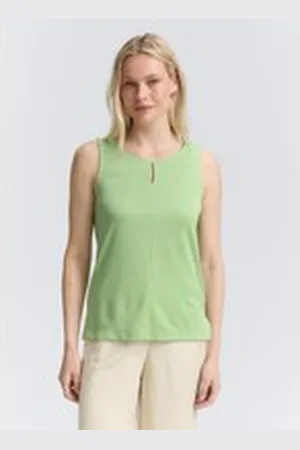 TOM TAILOR Damen Top mit Cut-Out-Detail, grün, Uni, Gr. XL, modal