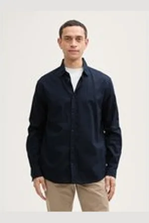 TOM TAILOR Herren Regular Fit Hemd mit Leinenanteil, blau, Uni, Gr. XXL, leinen_zertifiziert