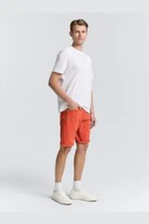 TOM TAILOR Herren TTMORRIS Relaxed Jeans Shorts im Washed Look, orange, Uni, Gr. 28, baumwolle