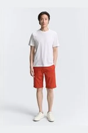 TOM TAILOR Herren Lightweight Chino Shorts mit Kordelzug, orange, Uni, Gr. 28, baumwolle