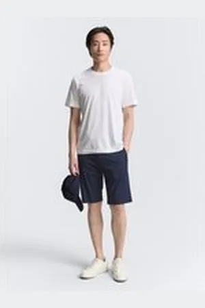 TOM TAILOR Herren Lightweight Chino Shorts mit Kordelzug, blau, Uni, Gr. 28, baumwolle