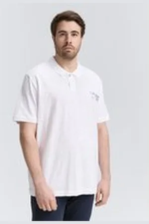 TOM TAILOR Herren Plus Size - Poloshirt aus Baumwolle mit Print, weiß, Uni, Gr. 4XL, baumwolle