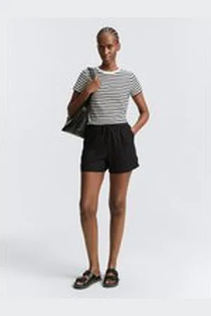 TOM TAILOR Damen Relaxed Shorts mit Leinenanteil, schwarz, Uni, Gr. XL, viskose