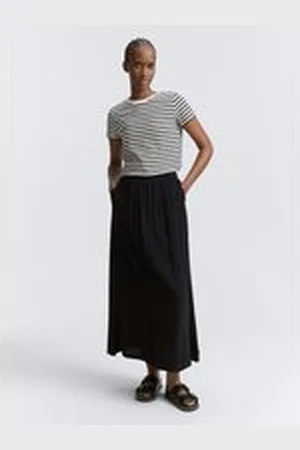 TOM TAILOR Damen Maxi-Rock mit Eingriffstaschen, schwarz, Uni, Gr. XXL, viskose