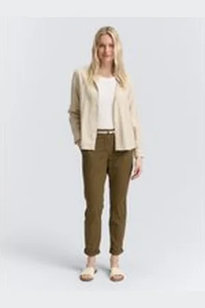TOM TAILOR Damen Slim Chino Hose mit Gürtel, grün, Uni, Gr. 44/32, baumwolle