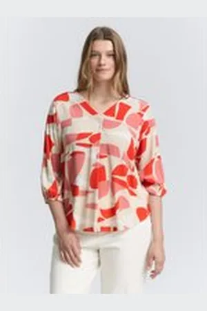 TOM TAILOR Damen Plus Size - Bluse mit Muster, rot, Gemustert, Gr. 54, viskose_lenzing_ecovero