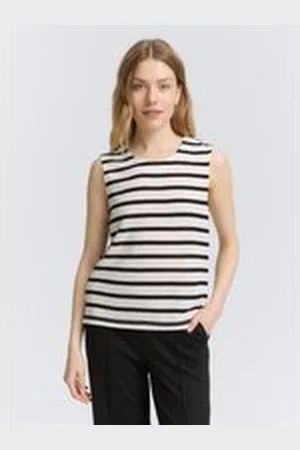 TOM TAILOR Damen Stricktop mit Rundhalsausschnitt, schwarz, Gemustert, Gr. XL, viskose