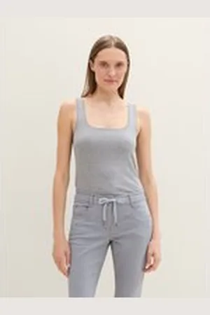 TOM TAILOR Damen Basic Top im 2er-Pack, grau, Uni, Gr. XL, baumwolle