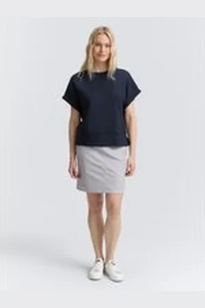 TOM TAILOR Damen Chino Rock mit Kordelzug, blau, Gemustert, Gr. 36, baumwolle
