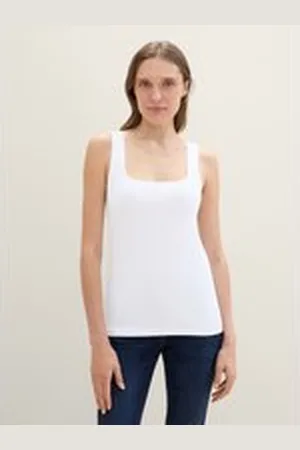 TOM TAILOR Damen Basic Top im 2er-Pack, schwarz, Uni, Gr. XL, baumwolle