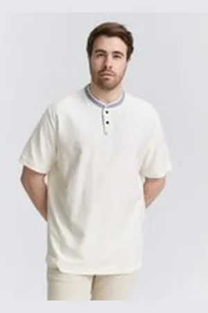 TOM TAILOR Herren Plus Size - Poloshirt mit Stehkragen, weiß, Uni, Gr. 3XL, baumwolle