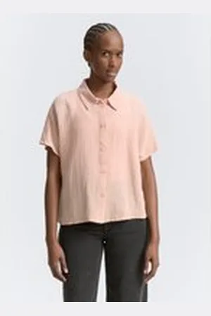TOM TAILOR Damen Boxy Fit Musselin Bluse, rosa, Uni, Gr. XL, baumwolle