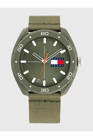Tommy Hilfiger Grüne Silikon-Uhr mit Textilarmband