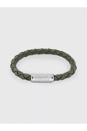 Tommy Hilfiger Geflochtenes grünes Armband aus Wildleder
