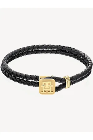 Tommy Hilfiger Flechtarmband aus Leder mit Vergoldung