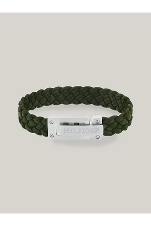 Tommy Hilfiger Geflochtenes Armband aus grünem Wildleder