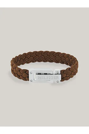 Tommy Hilfiger Geflochtenes Armband aus braunem Wildleder